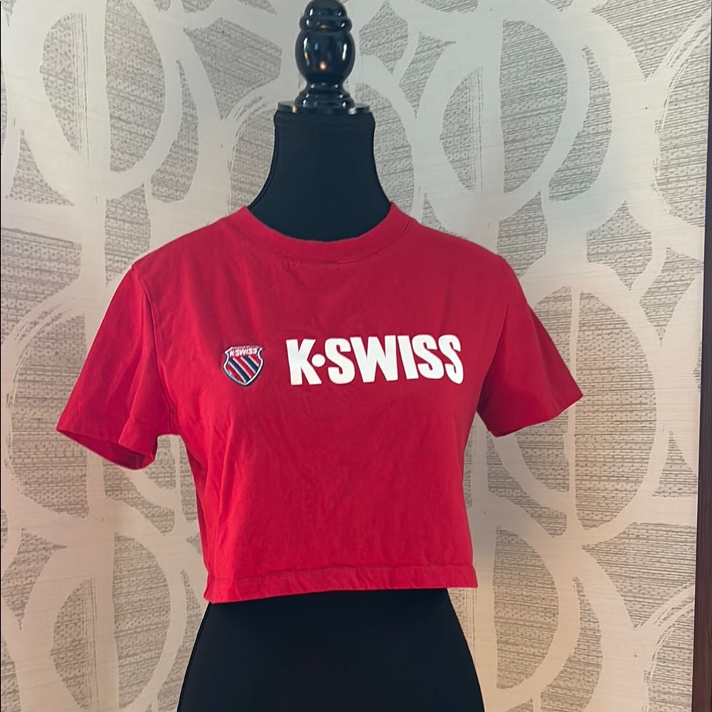 K-Swiss x Forever 21 cropped red tshirt embroidered logo size S